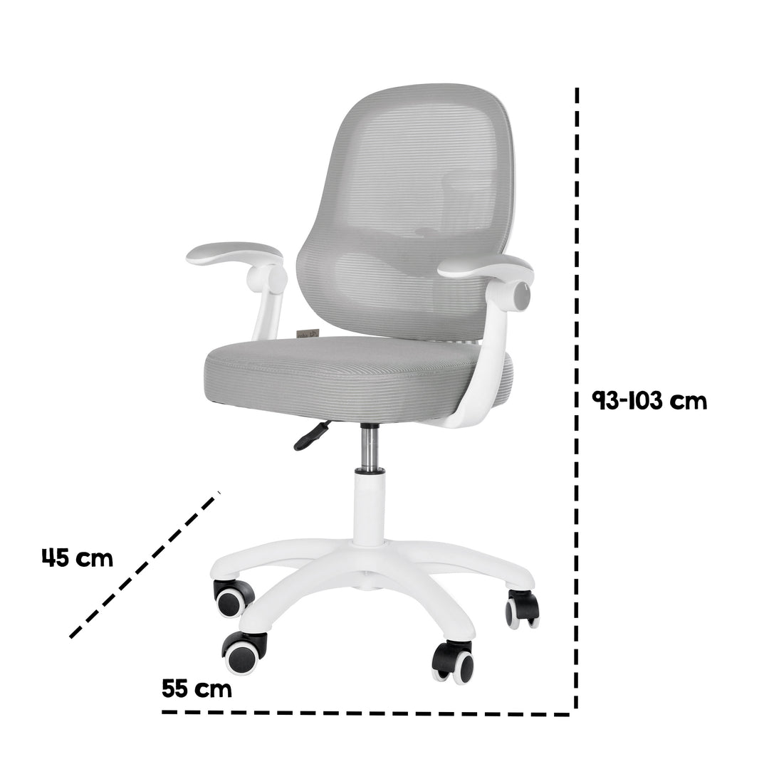 Kinderbürostuhl Smart Grow 3D - Ergonomischer Drehstuhl - Höhenverstellbar - Weiß / Grau
