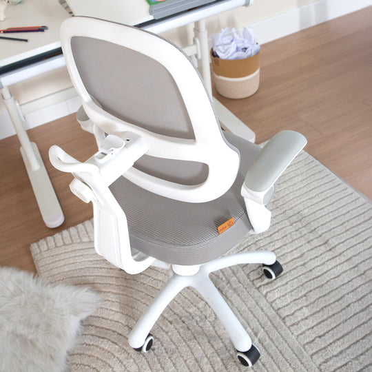 Kinderbürostuhl Smart Grow 3D - Ergonomischer Drehstuhl - Höhenverstellbar - Weiß / Grau
