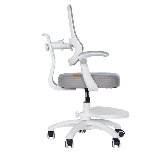 Kinderbürostuhl Smart Grow 3D - Ergonomischer Drehstuhl - Höhenverstellbar - Weiß / Grau