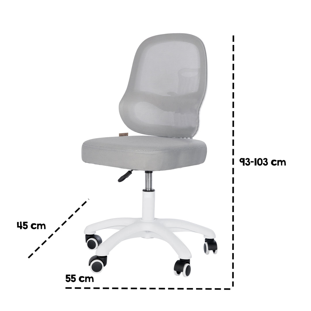 Kinderbürostuhl Smart Grow 3D - Ergonomischer Drehstuhl - Höhenverstellbar - Weiß / Grau