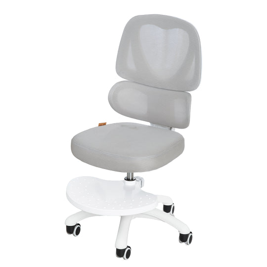 Kinderbürostuhl Smart Grow Premium - Ergonomischer Drehstuhl - Höhenverstellbar - Weiß / Grau