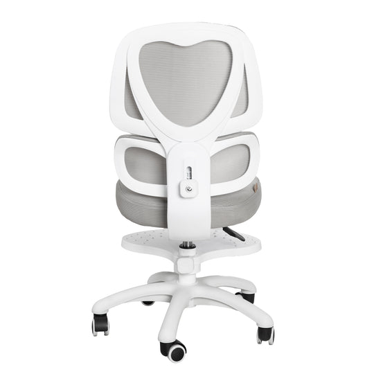 Kinderbürostuhl Smart Grow Premium - Ergonomischer Drehstuhl - Höhenverstellbar - Weiß / Grau
