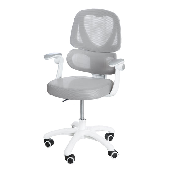 Kinderbürostuhl Smart Grow Premium - Ergonomischer Drehstuhl - Höhenverstellbar - Weiß / Grau