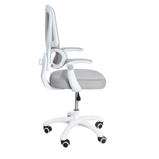 Kinderbürostuhl Smart Grow Premium - Ergonomischer Drehstuhl - Höhenverstellbar - Weiß / Grau