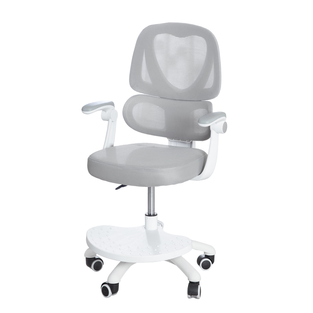Kinderbürostuhl Smart Grow Premium - Ergonomischer Drehstuhl - Höhenverstellbar - Weiß / Grau
