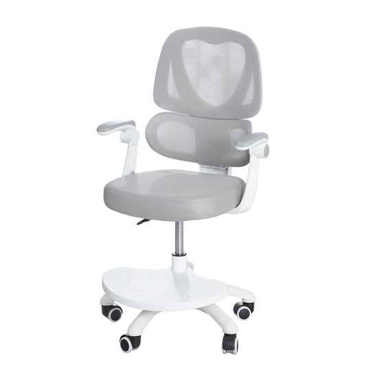 Kinderbürostuhl Smart Grow Premium - Ergonomischer Drehstuhl - Höhenverstellbar - Weiß / Grau