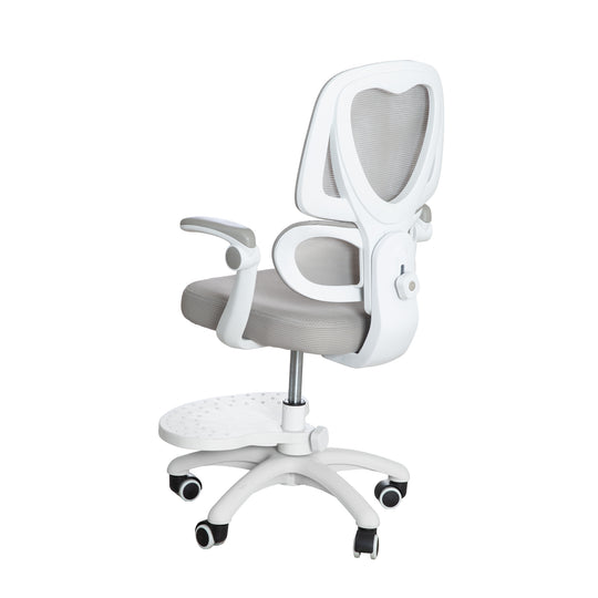 Kinderbürostuhl Smart Grow Premium - Ergonomischer Drehstuhl - Höhenverstellbar - Weiß / Grau