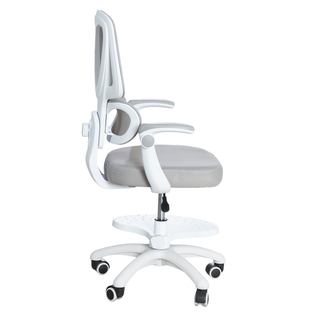 Kinderbürostuhl Smart Grow Premium - Ergonomischer Drehstuhl - Höhenverstellbar - Weiß / Grau