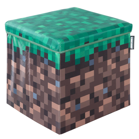 Boîte de rangement et siège 'Minecraft' - petit bloc d'herbe - toile