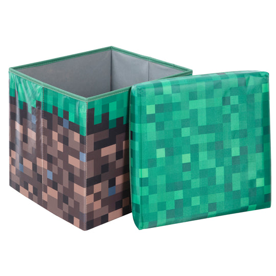 Boîte de rangement et siège 'Minecraft' - petit bloc d'herbe - toile