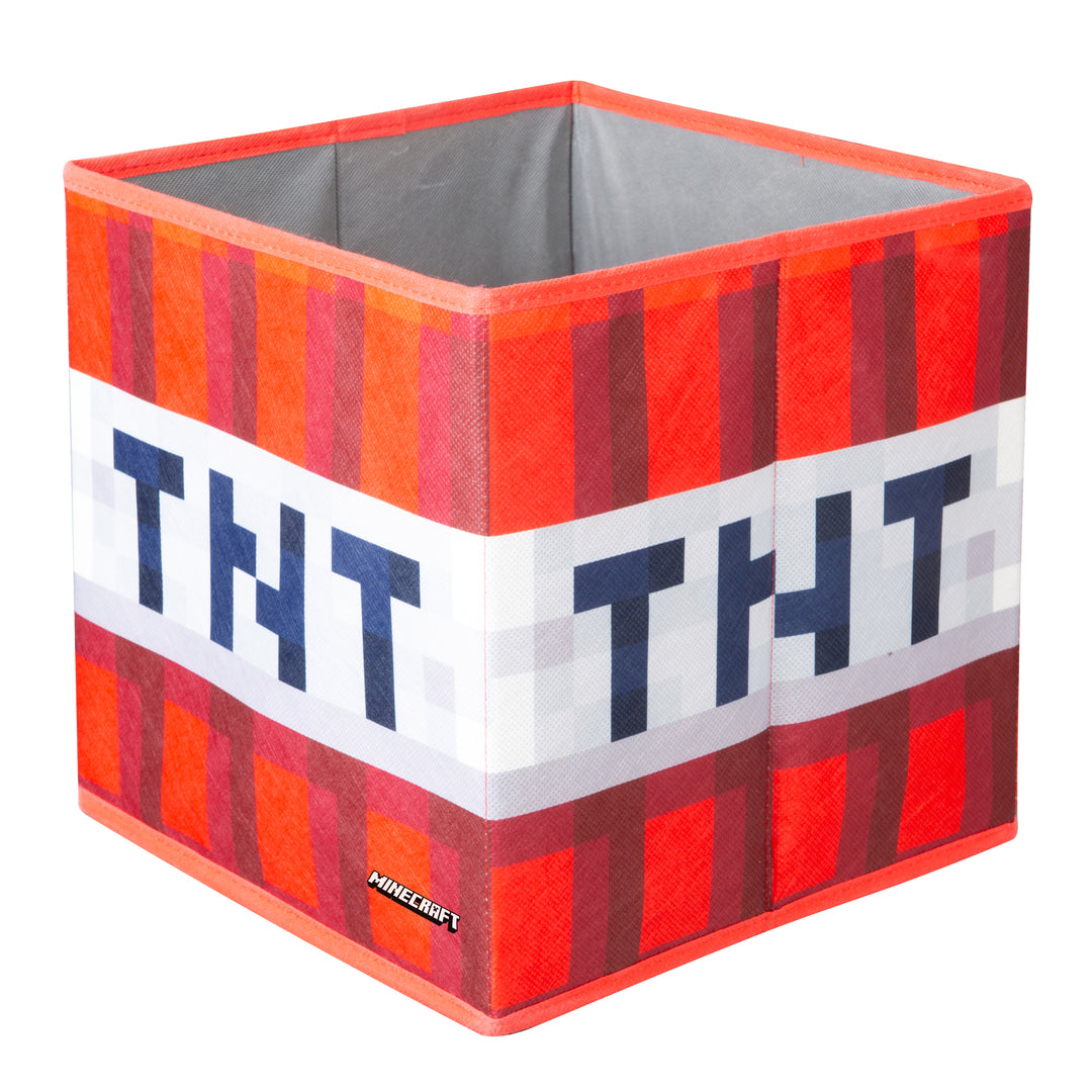 Boîtes en tissu 'Minecraft' set de 2 - bloc d'herbe pliable et TNT - toile