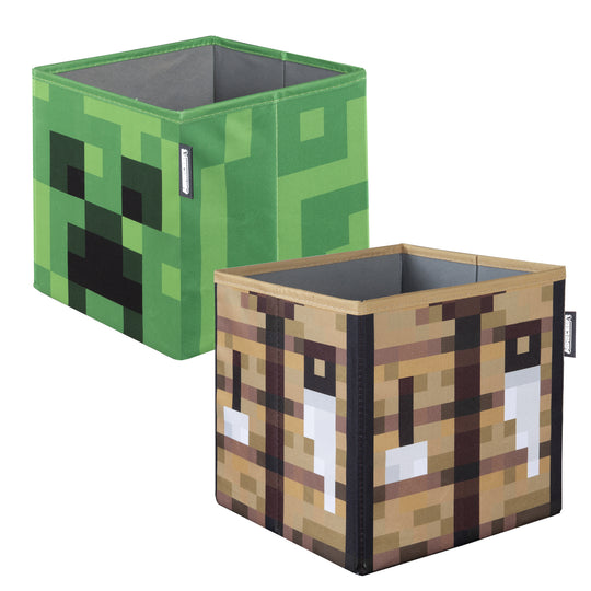 Boîtes en tissu set de 2 'Minecraft' - pliables - Creeper et boîte en bois