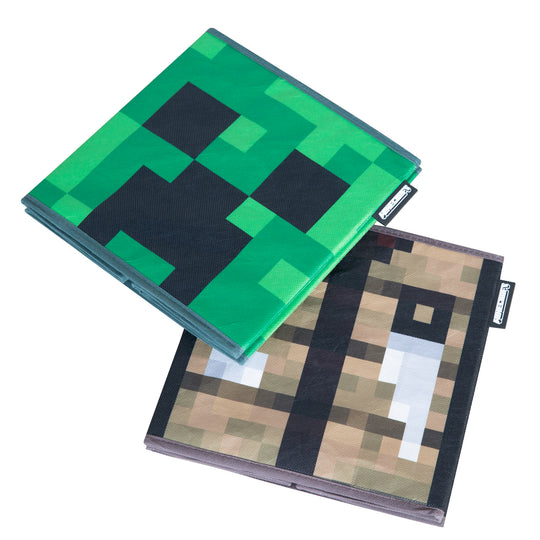 Boîtes en tissu set de 2 'Minecraft' - pliables - Creeper et boîte en bois