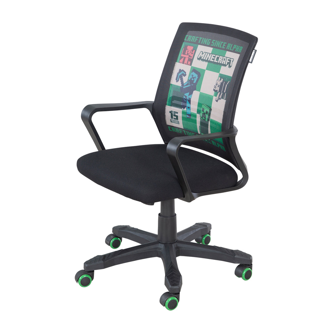 Silla gaming 'Minecraft' con mecanismo de balanceo – Altura regulable sin niveles – Negro