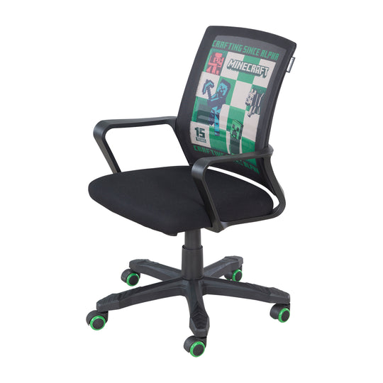 Silla gaming 'Minecraft' con mecanismo de balanceo – Altura regulable sin niveles – Negro