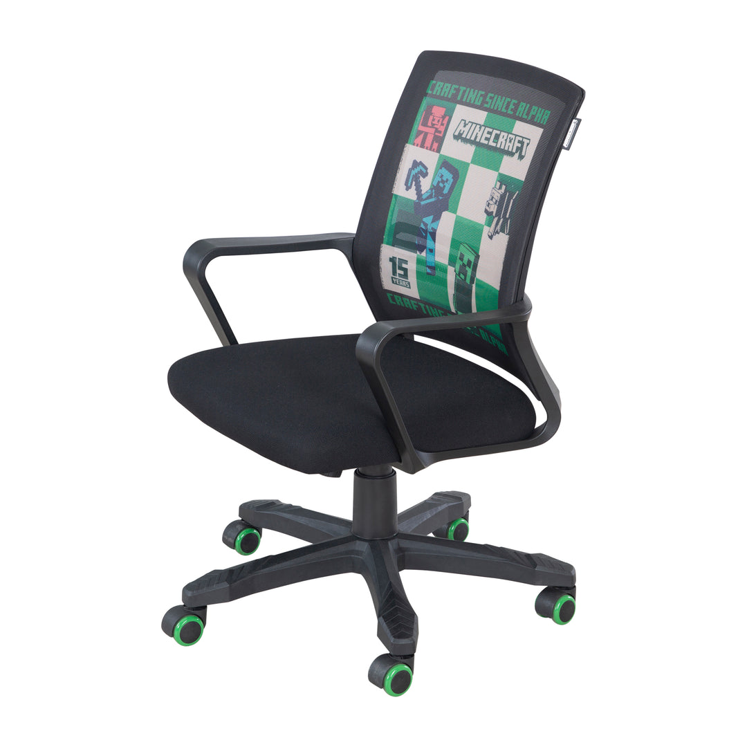 Silla gaming 'Minecraft' con mecanismo de balanceo – Altura regulable sin niveles – Negro