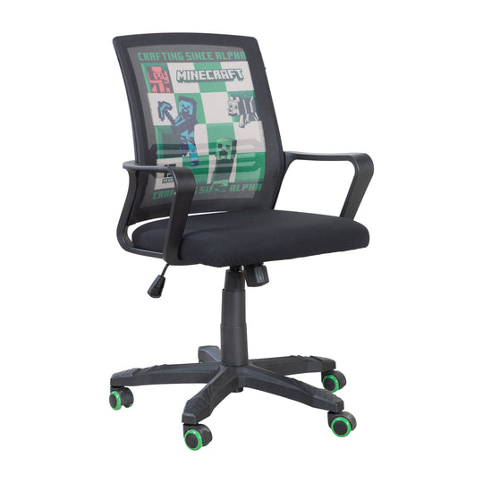 Silla gaming 'Minecraft' con mecanismo de balanceo – Altura regulable sin niveles – Negro