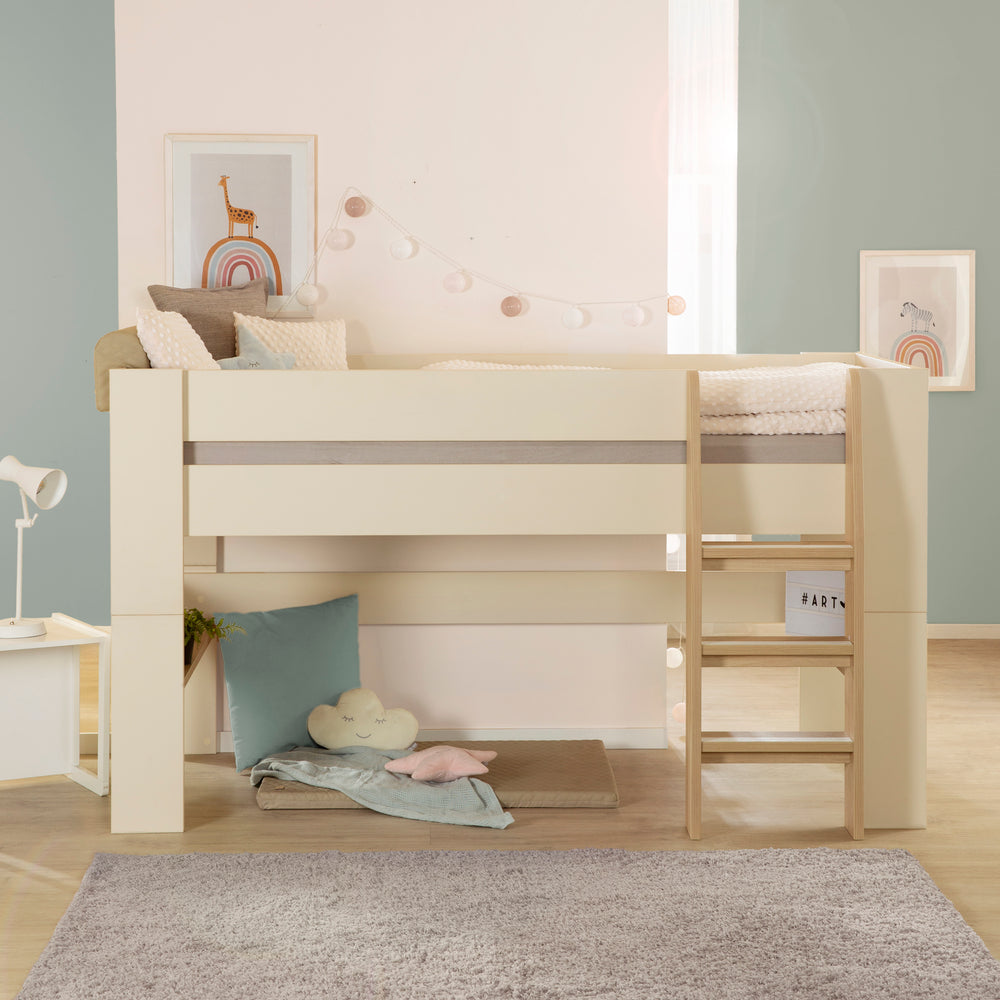 Hochbett Set 'Loft' - Serie 'Flexi Grow' - Cashmere / Eichen-Dekor