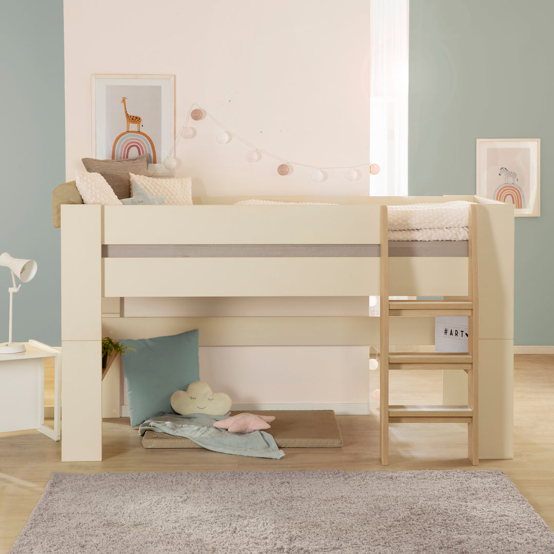 Hochbett Set 'Loft' - Serie 'Flexi Grow' - Cashmere / Eichen-Dekor