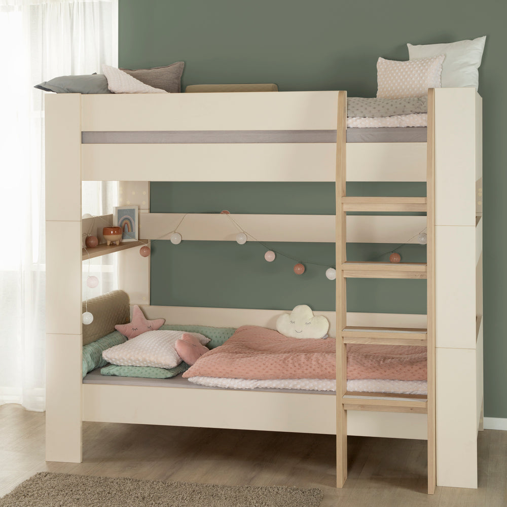 Hochbett Set 'Double' - Serie 'Flexi Grow' - Cashmere / Eichen-Dekor
