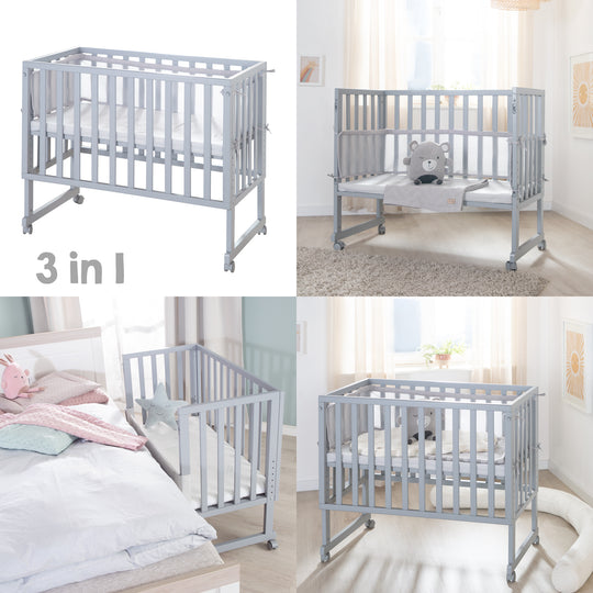 Stuben- & Beistellbett 'roba Style' 3 in 1 in taupe inkl. Matratze & Nestchen