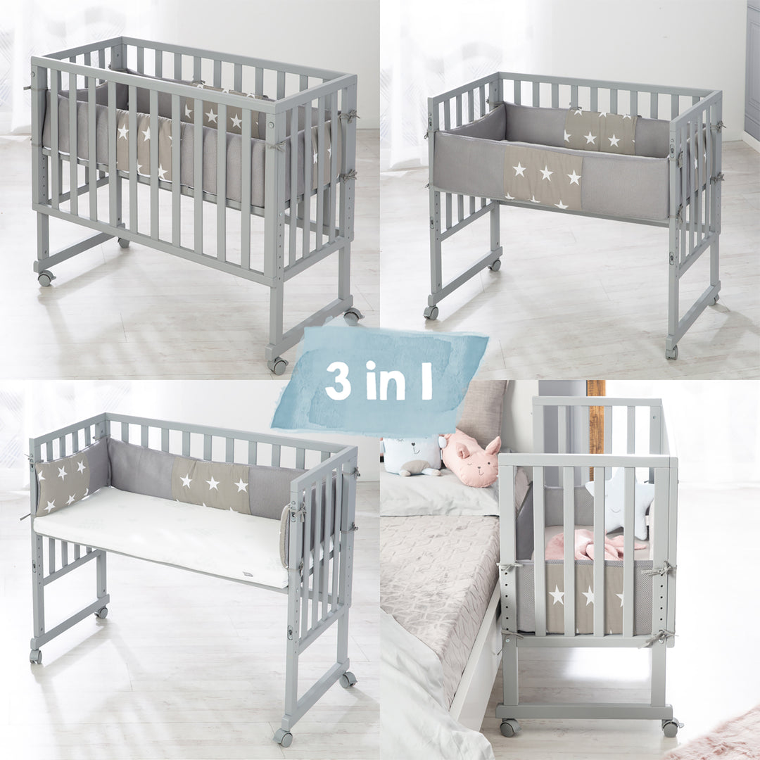 Culla co-sleeping 'safe asleep®' 2 in 1 con barriera 'Little Stars', inclusi materasso e nido
