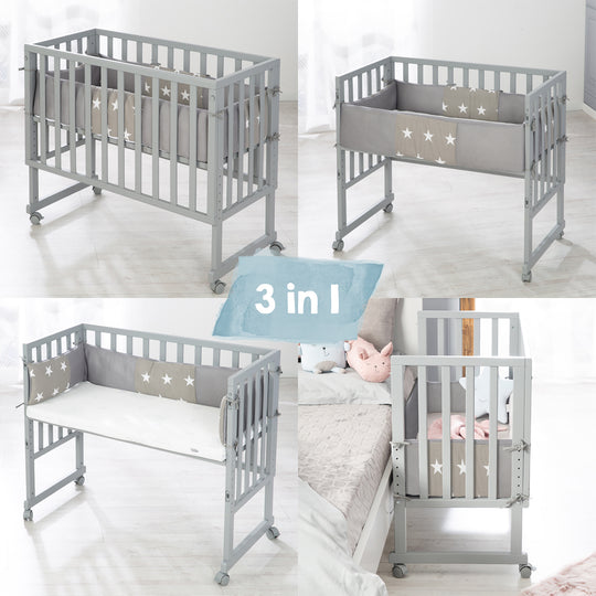 Culla co-sleeping 'safe asleep®' 2 in 1 con barriera 'Little Stars', inclusi materasso e nido