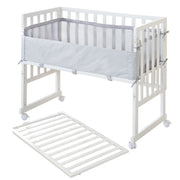 Lit cododo et berceau 'roba Style' 3 en 1 avec barrière, bois blanc, avec matelas et nid