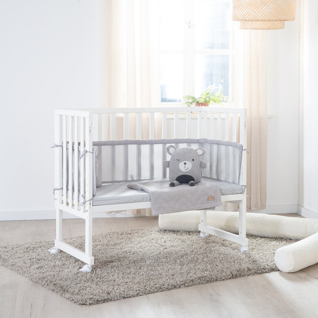 Stume et lit latéral 'Roba Style' 3 en 1 avec barrière, blanc en bois, y compris matelas et nid