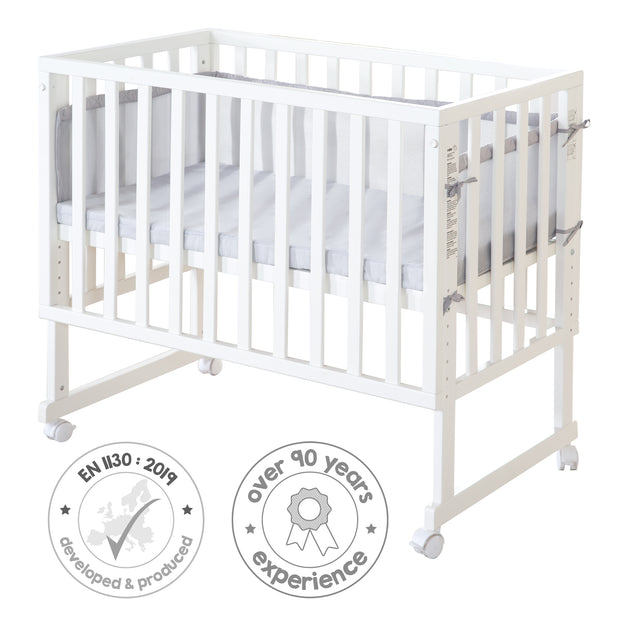Stume et lit latéral 'Roba Style' 3 en 1 avec barrière, blanc en bois, y compris matelas et nid