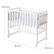 Stume et lit latéral 'Roba Style' 3 en 1 avec barrière, blanc en bois, y compris matelas et nid