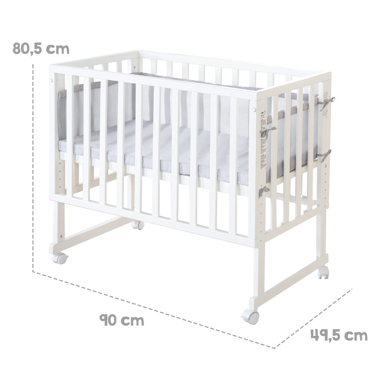 Lit cododo et berceau 'roba Style' 3 en 1 avec barrière, bois blanc, avec matelas et nid