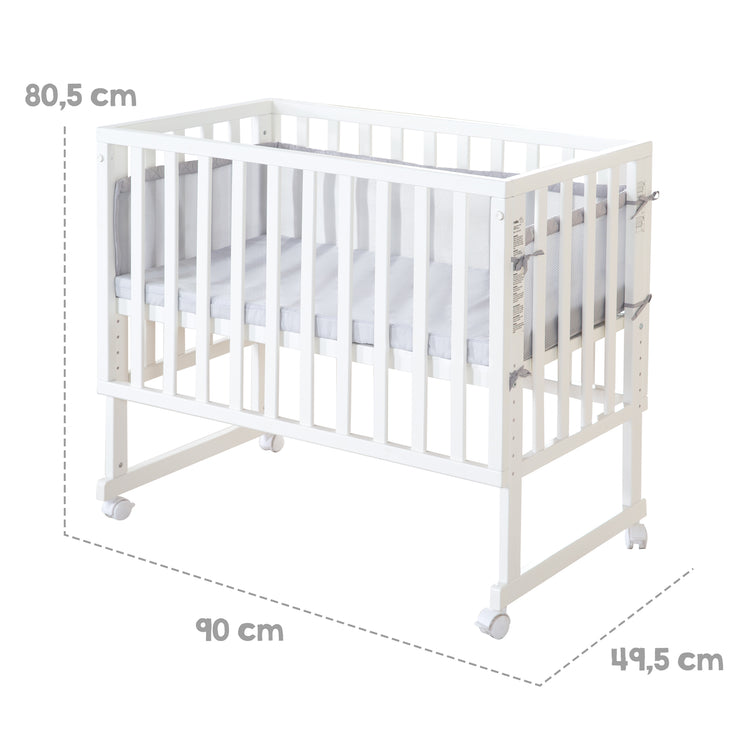 Co-Sleeper 'roba Style' 3 in 1 with barrier, white wood, incl. mattress & nest