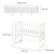 Lit cododo et berceau 'roba Style' 3 en 1 avec barrière, bois blanc, avec matelas et nid