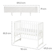 Co-Sleeper 'roba Style' 3 in 1 with barrier, white wood, incl. mattress & nest