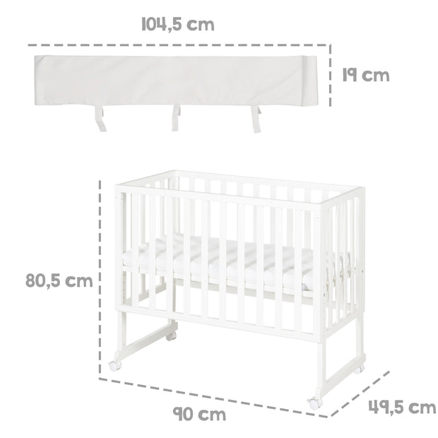 Stuben- & Beistellbett 'roba Style' 3 in 1 mit Barriere, Holz weiß, inkl. Matratze & Nestchen