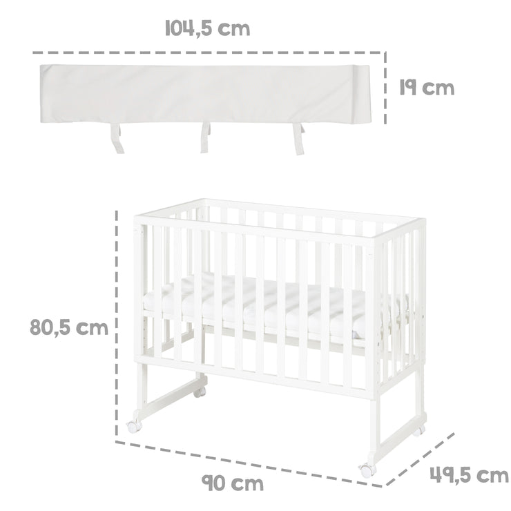 Lit cododo et berceau 'roba Style' 3 en 1 avec barrière, bois blanc, avec matelas et nid