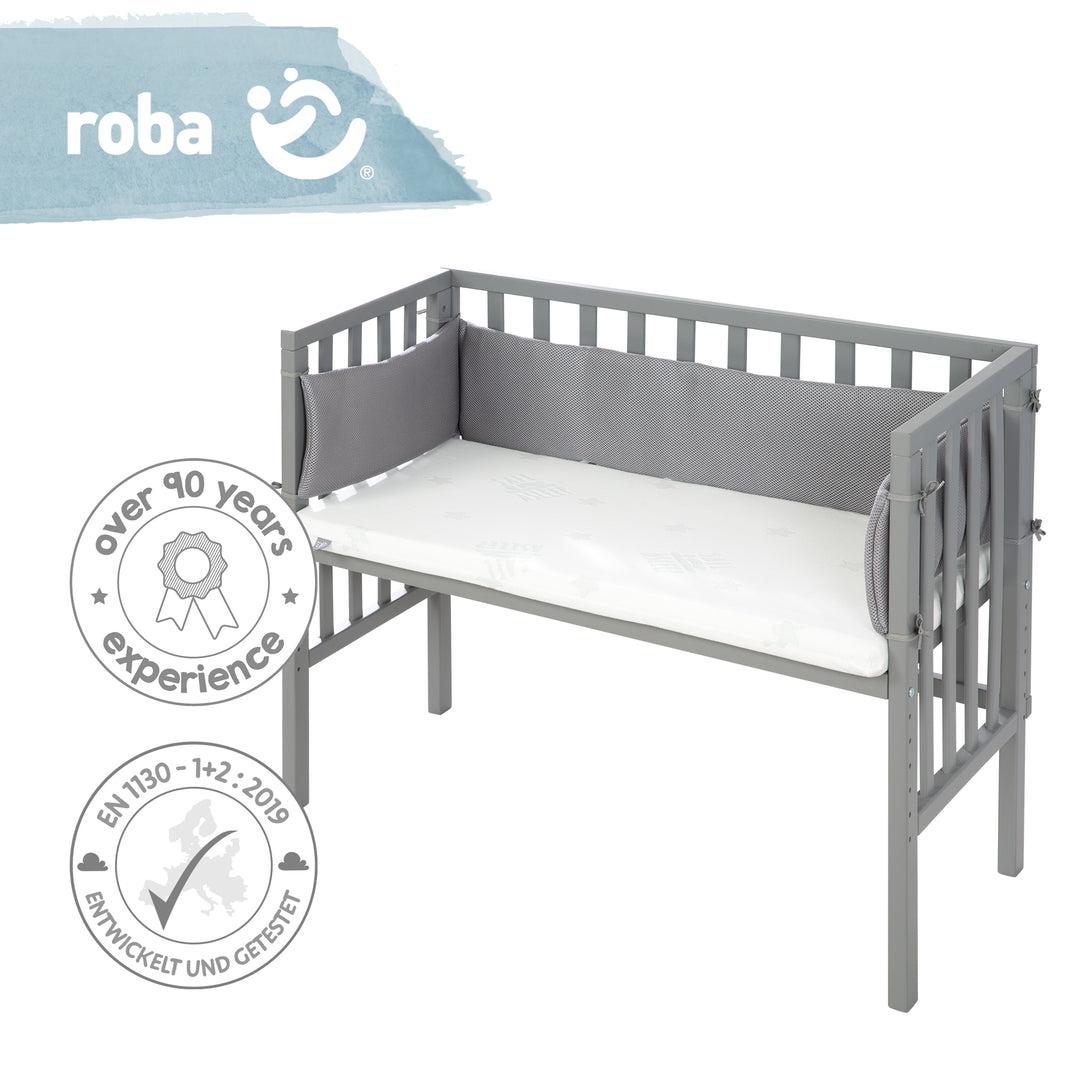 Culla co-sleeping 'safe asleep®' 2 in 1, grigio, comprensivo di materasso ventilato, nido e barriera