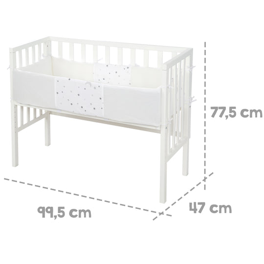Beistellbett 'safe asleep®' 2 in 1, weiß,  inkl. Matratze, Nestchen & Barriere