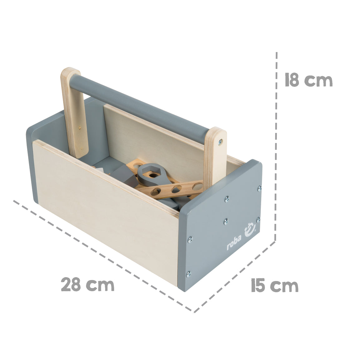 Tool Box for Kids, Wooden Tool Box, Includes 22-Piece Tool Set