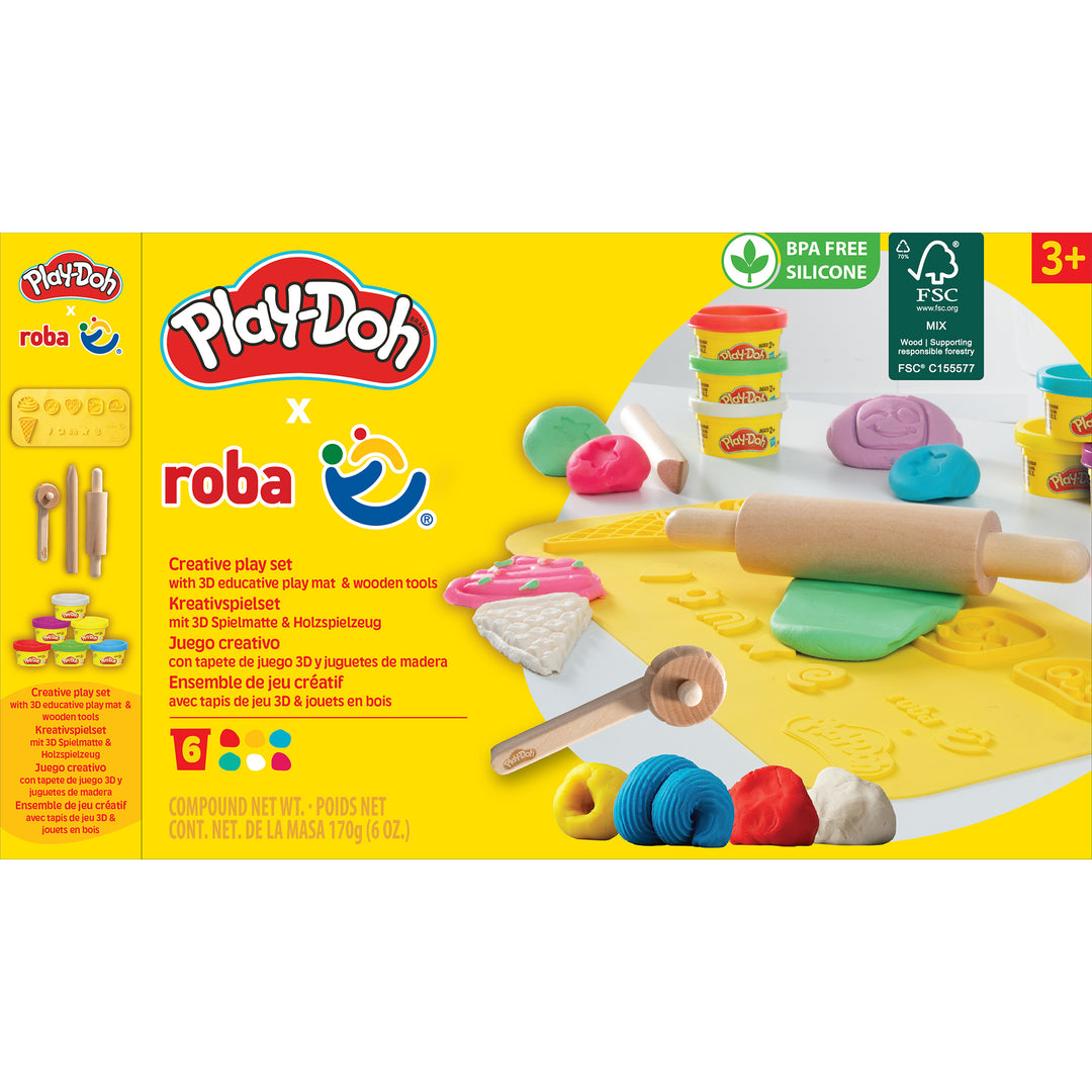 roba x Play-Doh Set - alfombrilla creativa 3D, herramientas, 6 latas de modelado