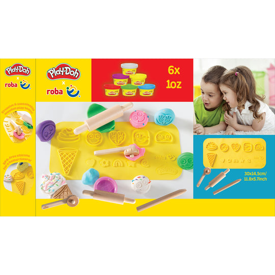 roba x Play-Doh Set - alfombrilla creativa 3D, herramientas, 6 latas de modelado