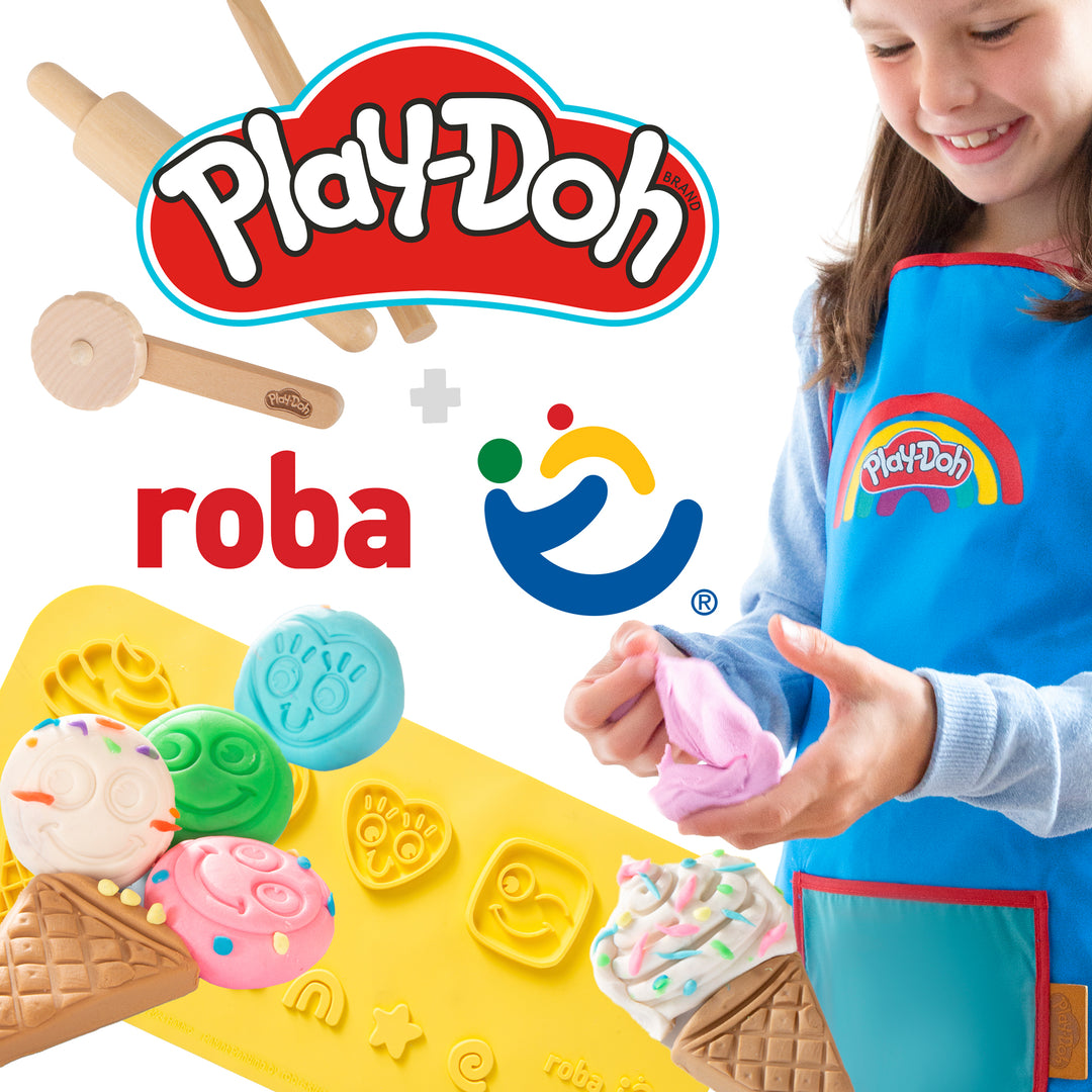 roba x Play Doh Starter Set 3D Creative Mat Wooden Tools 6 Modelli