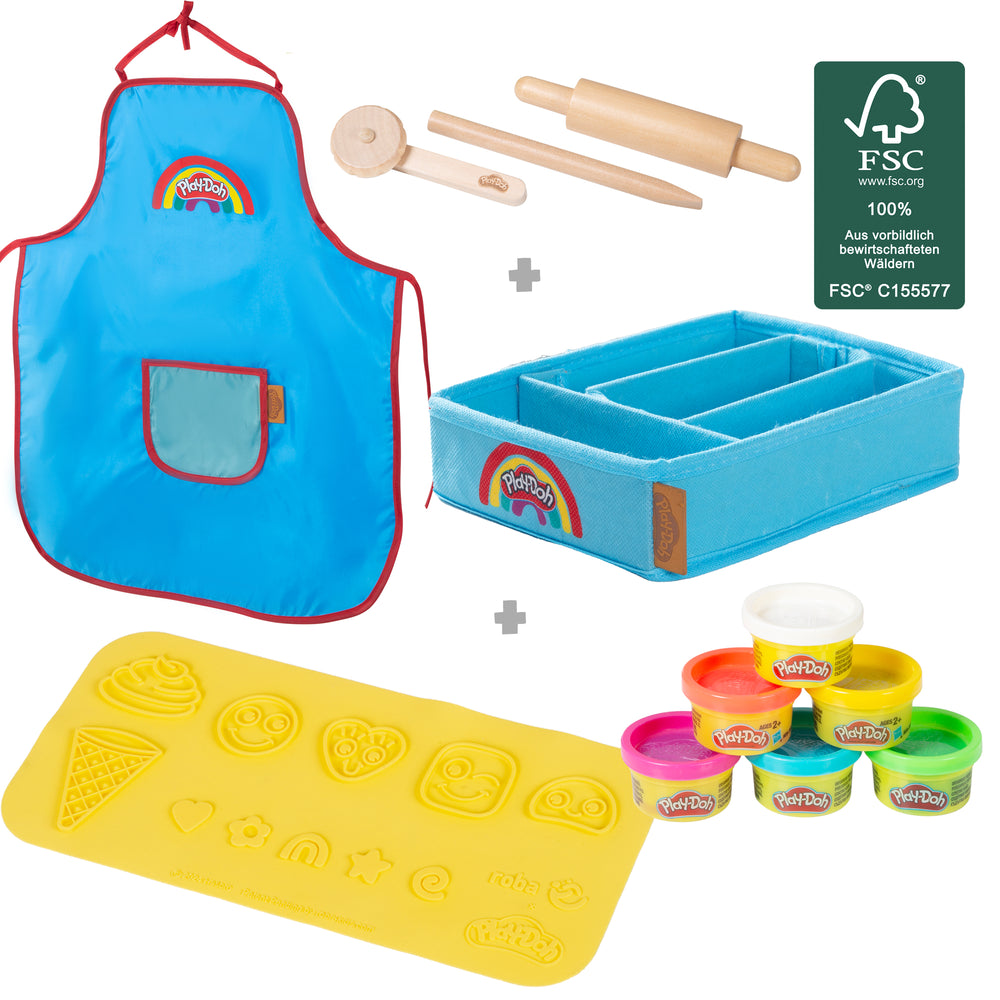 roba x Play-Doh Set with Creative Mat, Modelling Tins, Box, Apron & Tools