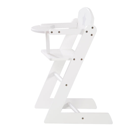 Chaise haute pour poupées 'Stella', chaise en bois blanc pour poupée de bébé