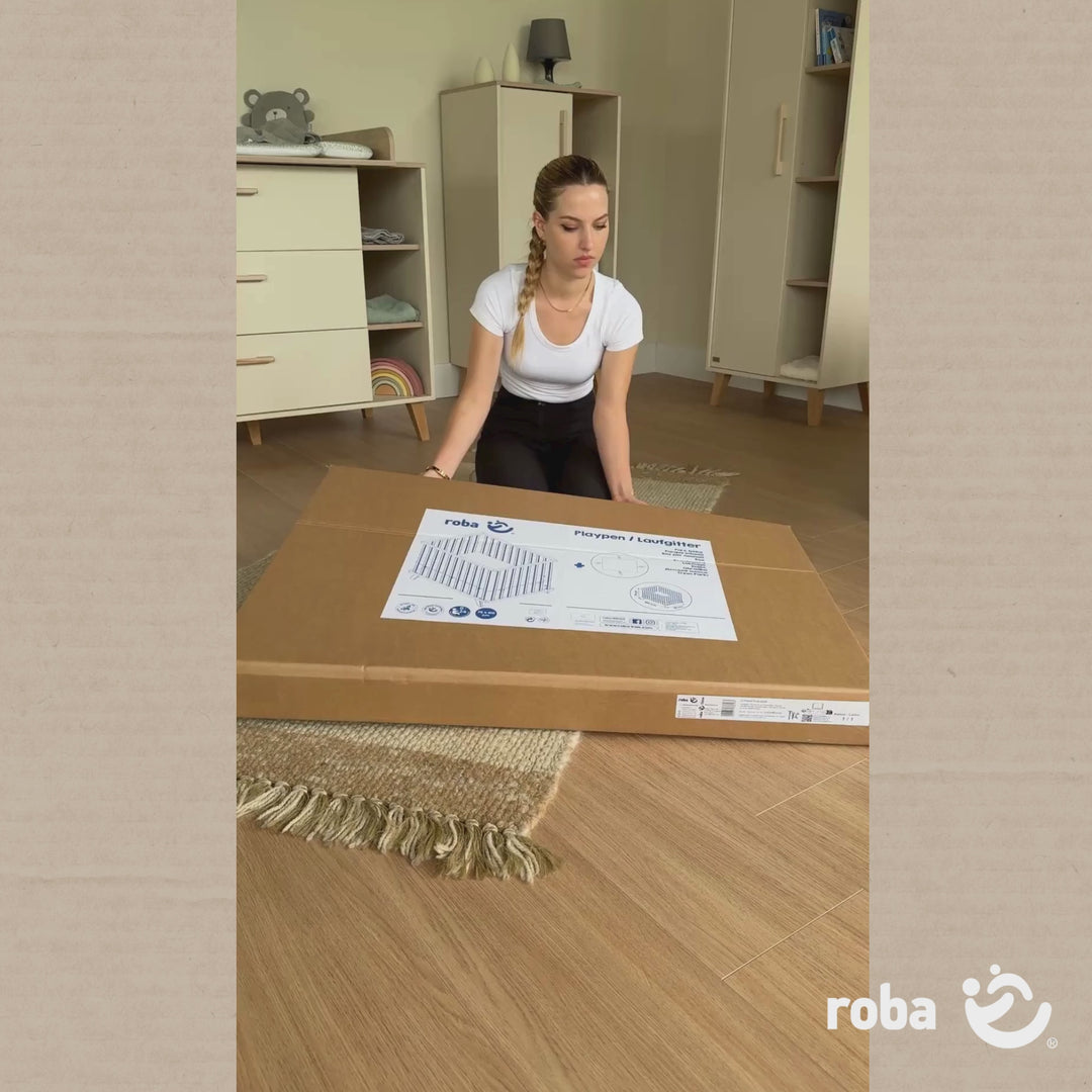 Parc 75 x 100 avec pieds en bois + Tapis 'Greyish matelassé' - Bois anthracite
