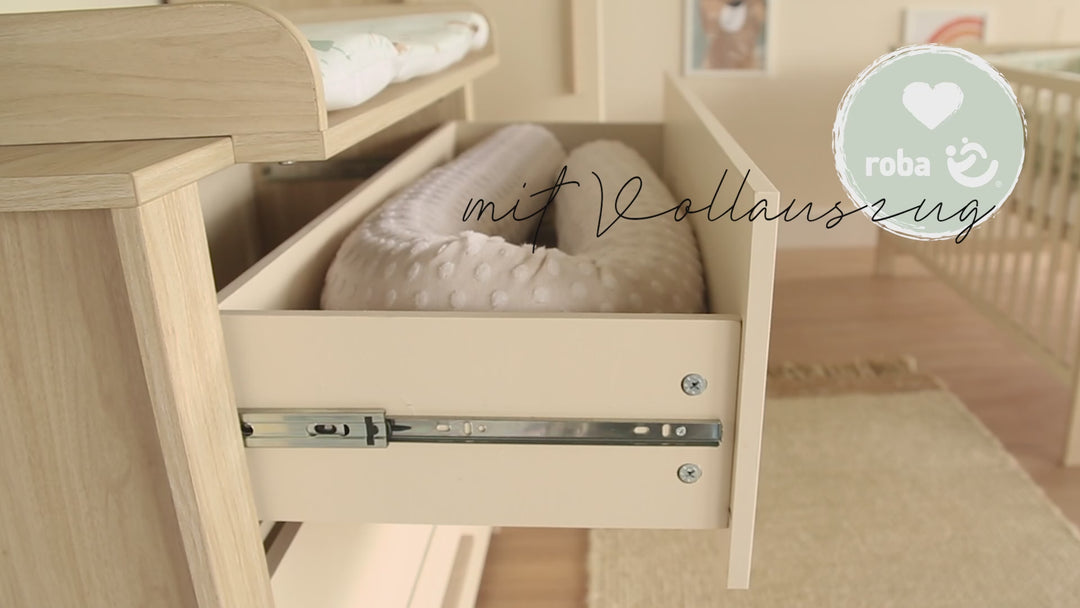 Changing Table Dresser 'Momo' - 3 Drawers - Cashmere / Tristan Oak