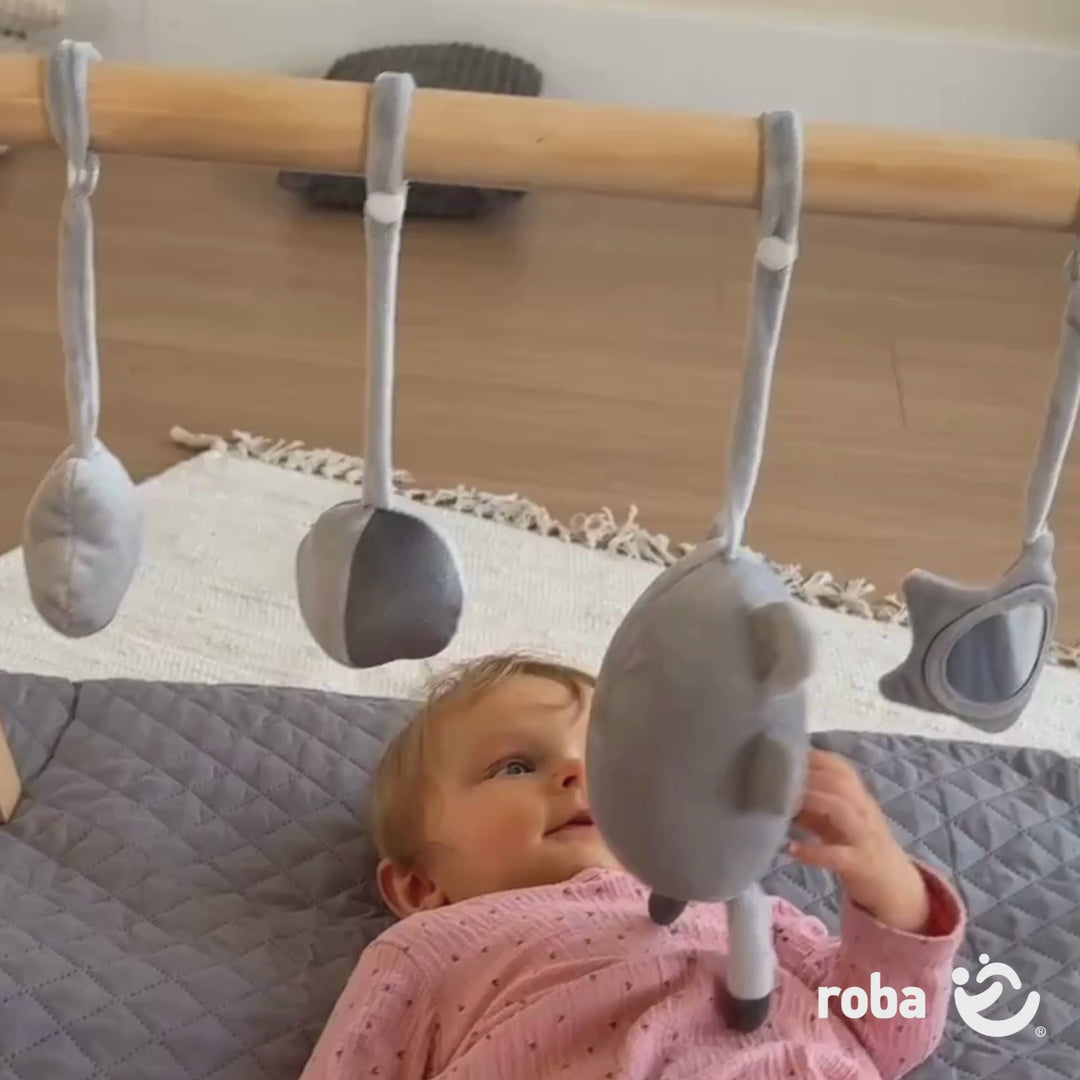 Portique de Jeu Montessori pour Bébé – Entraîneur de Préhension en Bois – Naturel