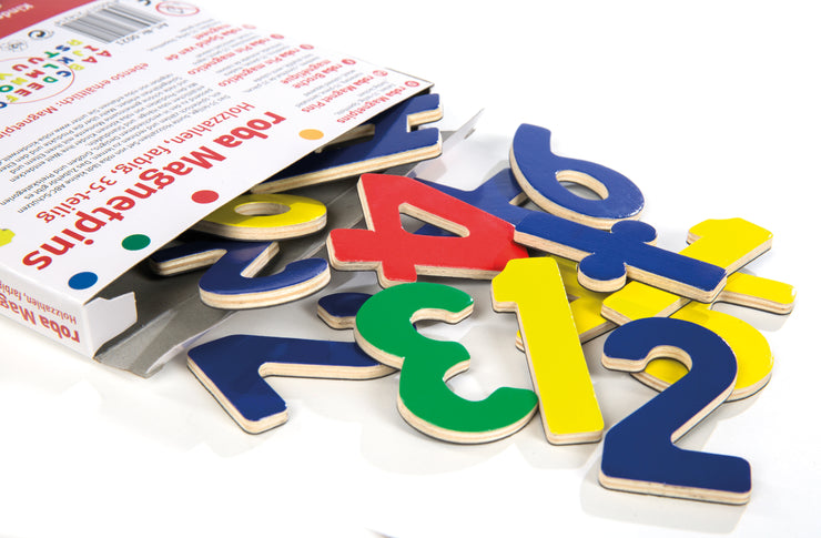Magnetzahlen, Holz Magnet-Tafelset mit Zahlen und Zeichen, 35tlg, Schul-Spielzeug für Kinder