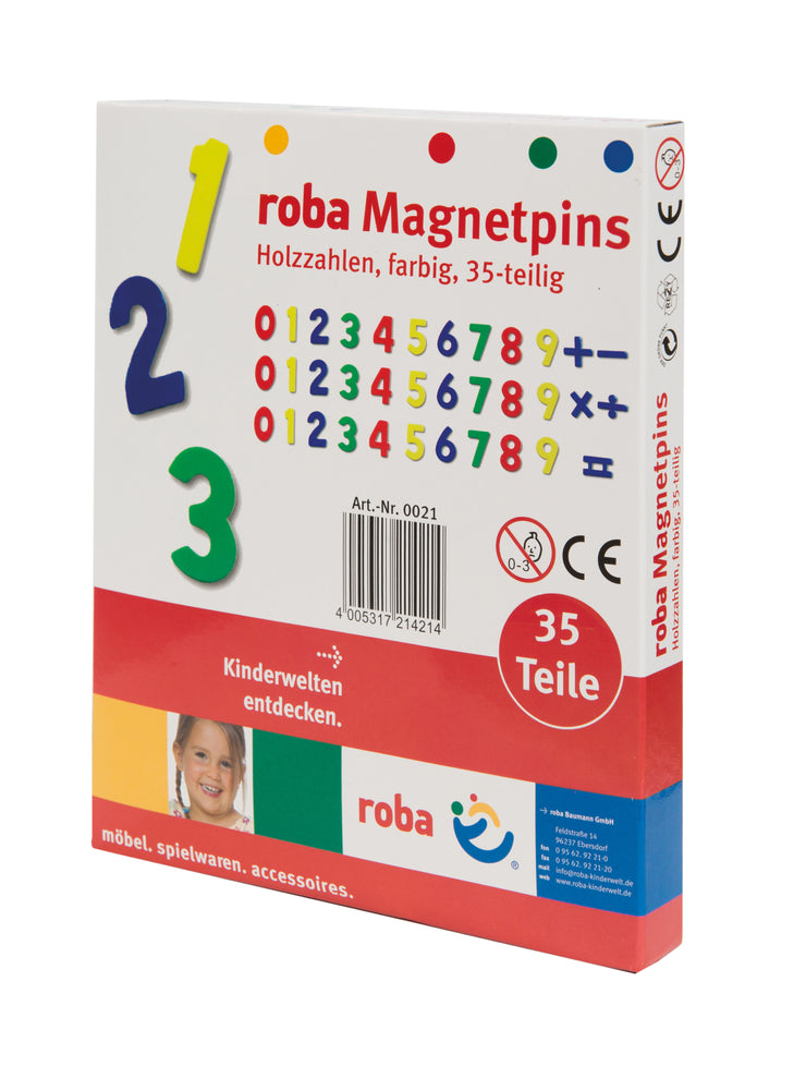 Magnetzahlen, Holz Magnet-Tafelset mit Zahlen und Zeichen, 35tlg, Schul-Spielzeug für Kinder